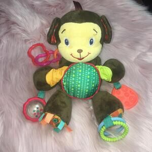 Bright Starts Monkey Baby Activity Plush Rattle Teether